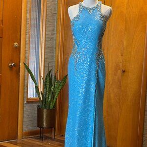 Sequenced Blue Evening Gown/Prom Dress